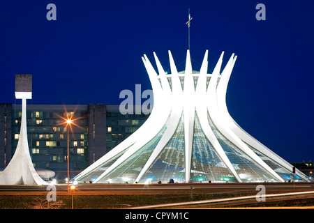 Brazil, Brasilia, UNESCO World Heritage, Metropolitana Nossa Senhora Aparecida cathedral by architect Oscar Niemeyer Stock Photo