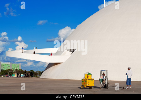 Brazil, Brasilia, UNESCO World Heritage, National museum by architect Oscar Niemeyer Stock Photo