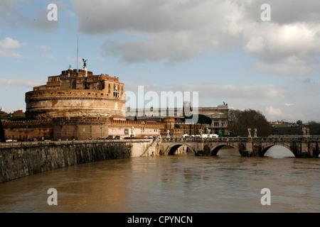 Castel Sant Angelo and River Tiber, Rome, Lazio, Italy, Europe Stock Photo