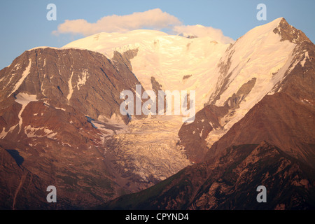 Mont Blanc mountain range and Bionnassay glacier, St. Gervais, Haute-Savoie, French Alps, France, Europe Stock Photo