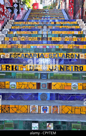 Selaron steps Lapa Rio de Janeiro Brazil South America Stock Photo