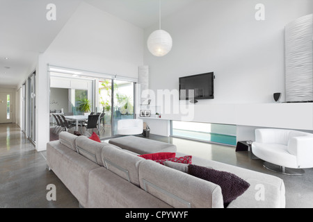 Modern living room in Australian mansion Stock Photo