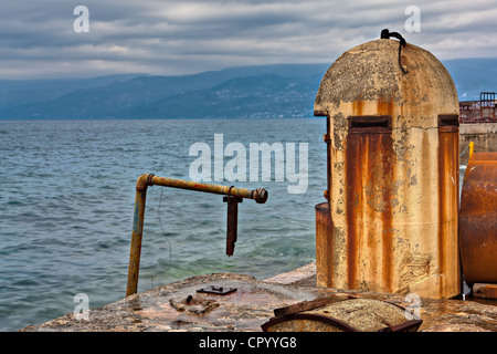 Personal safety shelter of an old abandoned factory in Rijeka, Croatia, Europe Stock Photo