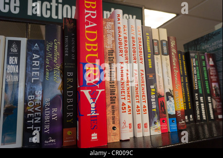 Copies of books by the author Ray Bradbury are seen on the shelf of a bookstore in New York Stock Photo