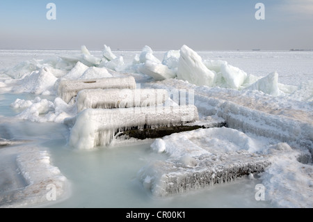 Frozen Black Sea, a rare phenomenon, occured in 1977 for the last time, Odessa, Ukraine, Eastern Europe Stock Photo