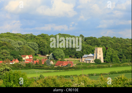 The village of North Creake in rural Norfolk showing the church of St Mary. Stock Photo