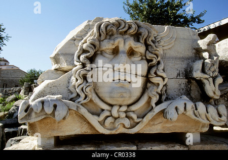 Turkey, Aegean region, Didim, Didyma site, Apollo Temple, Medusa's head Stock Photo