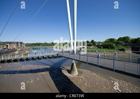 Millennium pedestrian Bridge Lancaster over the River Lune with St George's Quay  beyond in the back ground Stock Photo