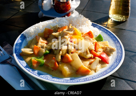 Thai chicken curry with rice Stock Photo
