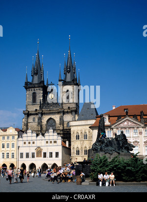 Czech Republic. Prague. Old Town Square and Tyn Church. Stock Photo