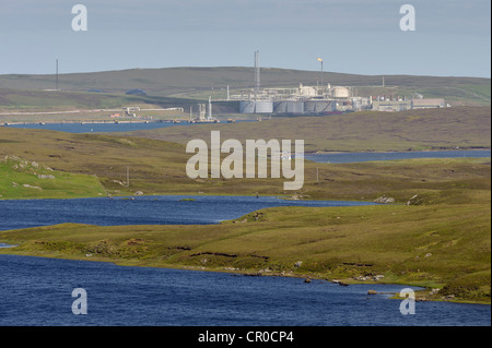 Sullom Voe oil terminal in the Shetland Islands. June 2010. Stock Photo