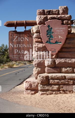 Entrance to Zion National Park, Utah, USA Stock Photo