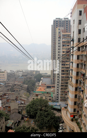 The cable car lines upon the Yangtze River in Chongqing. Stock Photo