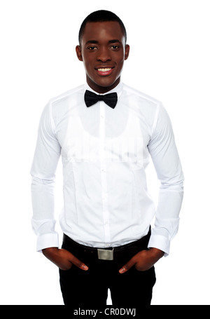 Handsome young african posing with hands in pocket. Stylish portrait Stock Photo