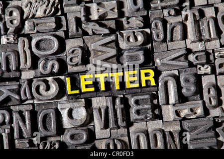 The word 'letter', made of old lead type Stock Photo