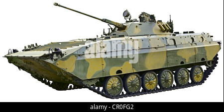 BMP 2 - Soviet fighting vehicle is isolated on a white background Stock Photo