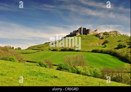 The ruins of Carreg Cennen Castle in Carmarthenshire, UK. Space for text in the sky Stock Photo