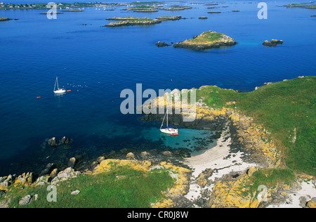 France, Manche, Iles Chausey (aerial view) Stock Photo