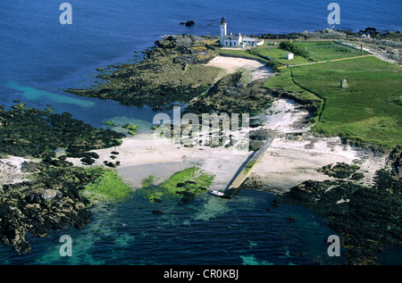 France, Finistere, archipel des Glenan (Glenan Archipelago), Ile des moutons (Sheeps island) (aerial view) Stock Photo