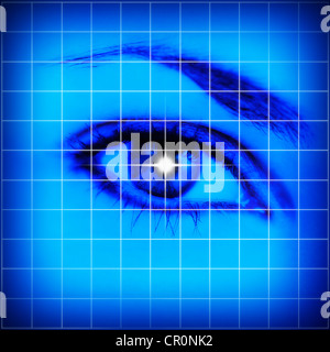 Studio shot of grid pattern with female eye Stock Photo