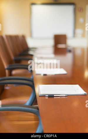 USA, New York, New York City, Conference table Stock Photo