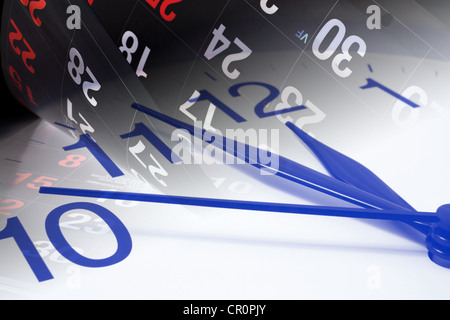 Calendar Pages and Clock Stock Photo