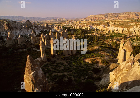 Turkey Central Anatolia Cappadocia listed as World Heritage by UNESCO near Uchisar Love Valley eroded landscape fairy chimneys Stock Photo