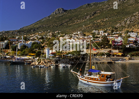 Turkey, Mediterranean region, Turquoise Coast, Lycia, Kalkan, village and fishing harbour Stock Photo