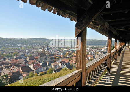 View from Esslinger Burg Castle over Esslingen am Neckar, Baden-Wuerttemberg, Germany, Europe Stock Photo