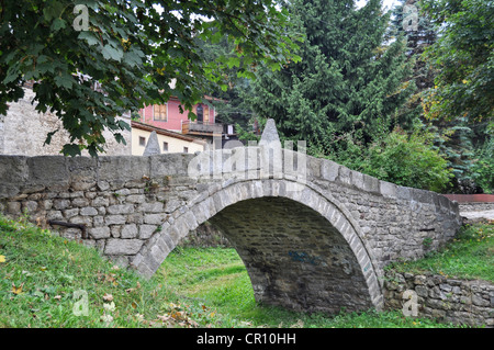Small stone bridge over dried river Stock Photo