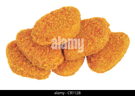 Pile of chicken nuggets isolated on white background Stock Photo