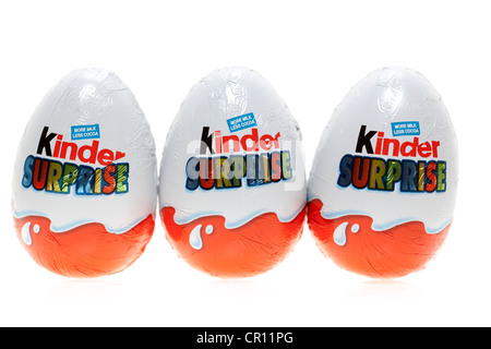 Three kinder surprise eggs Stock Photo