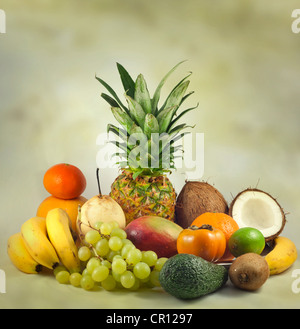 Exotic and tropical fruits grunge still life Exotic and tropical fruits grunge still life