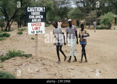 Dinka children orphaned by the protracted war in Sudan in Kakuma refugee camp, Kenya Stock Photo