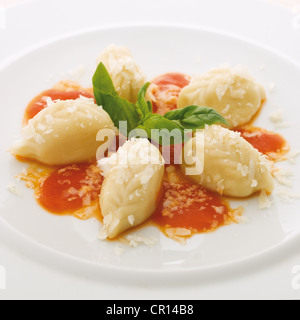 Close up of plate of Sardinian pasta Stock Photo