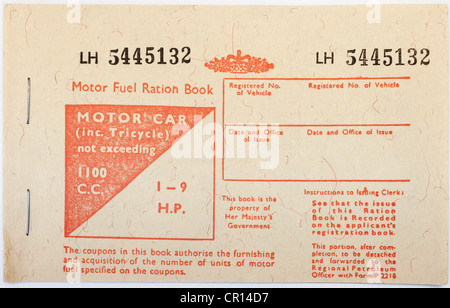 Motor fuel ration book car up to 1100cc Stock Photo