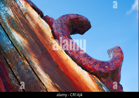 Old corroded oar ring on a ship wreck Stock Photo
