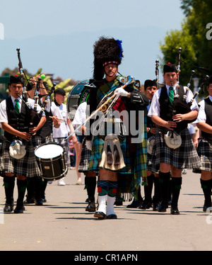 Scottish bagpipers at the Sottish festival and Highland games Costa Mesa California USA Stock Photo