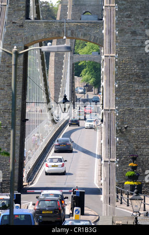 Clifton Suspension Bridge showing toll payment barrier, Bristol, Somerset, Britain, UK Stock Photo