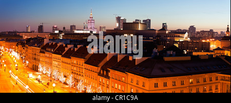Poland, Warsaw, View over Krakowskie Przedmiescie towards downtown Stock Photo