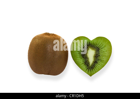 Kiwi fruits, heart-shaped kiwi fruit Stock Photo