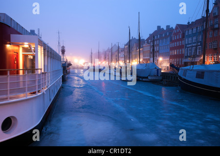 Denmark, Copenhagen, Nyhavn district on early winter morning Stock Photo