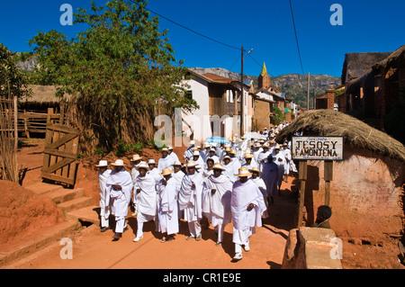 Madagascar, Central Highlands, former Province of Fianarantsoa, Haute Matsiatra Region, Soatanana village where the Christian Stock Photo