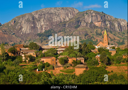 Madagascar, Central Highlands, former Province of Fianarantsoa, Haute Matsiatra Region, Soatanana village where the Christian Stock Photo