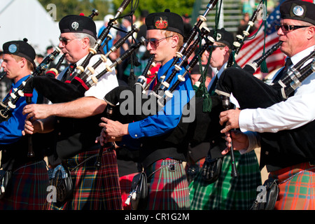 Scottish bagpipers at the Sottish festival and Highland games Costa Mesa California USA Stock Photo