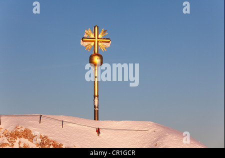 Summit cross on Zugspitze Mountain, eastern summit, Wetterstein Mountains, Upper Bavaria, Bavaria, Germany, Europe Stock Photo