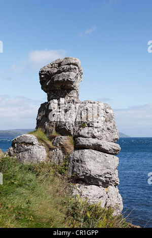 White Lady rock formation, Garron Point, County Antrim, Northern Ireland, Ireland, Great Britain, Europe Stock Photo