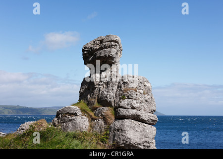 White Lady rock formation, Garron Point, County Antrim, Northern Ireland, Ireland, Great Britain, Europe Stock Photo