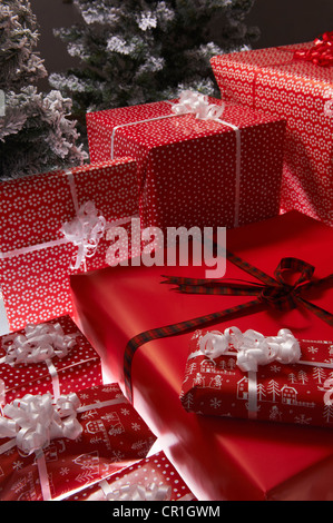 Christmas gifts under tree Stock Photo