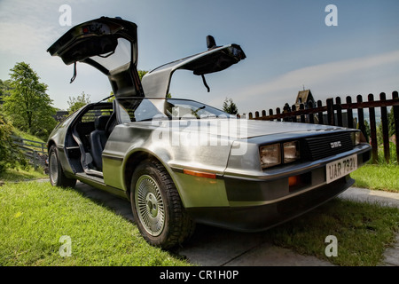 The DeLorean DMC-12 from the early 1980's made famous in the film "back to the future". Stock Photo